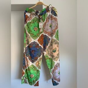 Rachel Zoe satin Pattern wide leg pants